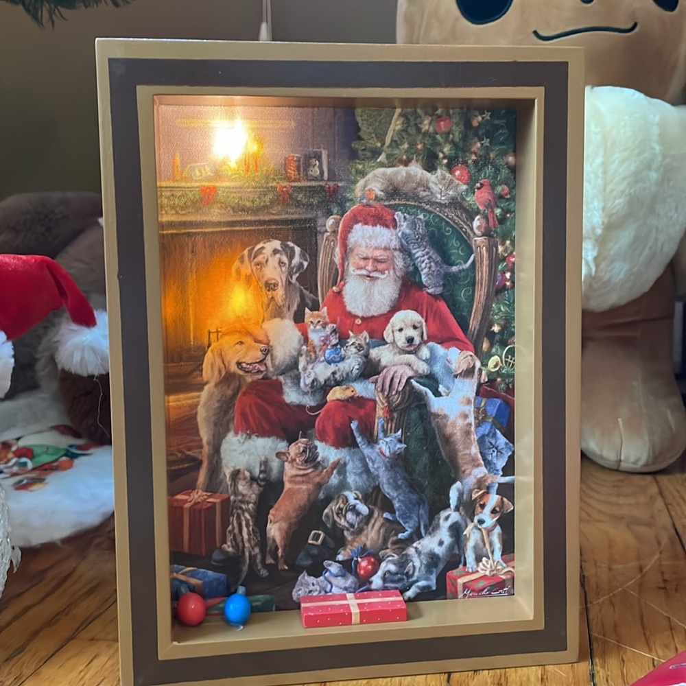 Holiday Keepsake Lighted Canvas Shadow Box - Picture 1 of 12